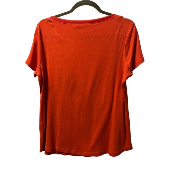 Chicos Orange Short-Sleeve Cotton Blend Top Size L Casual Lightweight Crew Neck - Picture 8 of 12